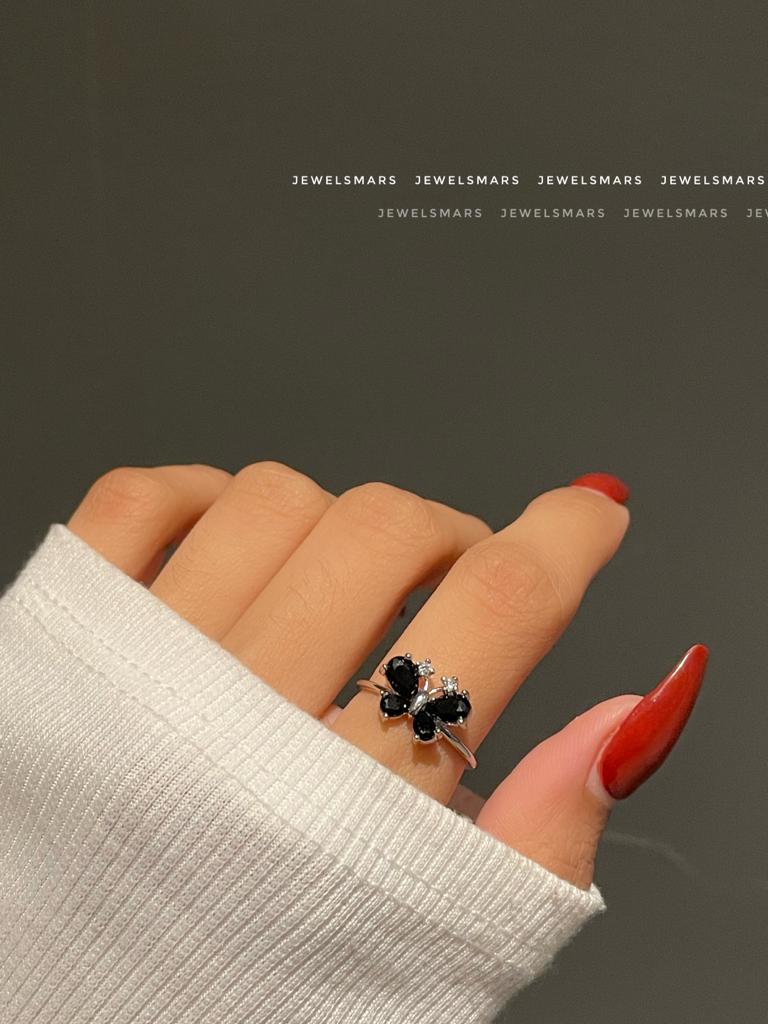 Little Butterfly Ring- black - Image 3