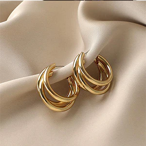 TRIPLE LAYER OPEN HOOPS - golden - Image 7